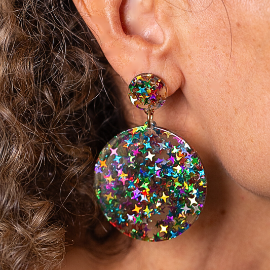 Multicolour disco dangle earrings