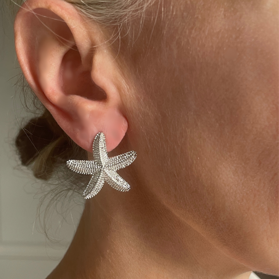 Silver starfish studs