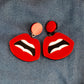 Red lips statement earrings
