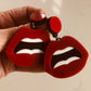 Red lips statement earrings