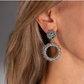 PAULA silver tone circular drop earrings