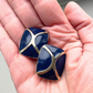 Gold & navy vintage clip-ons