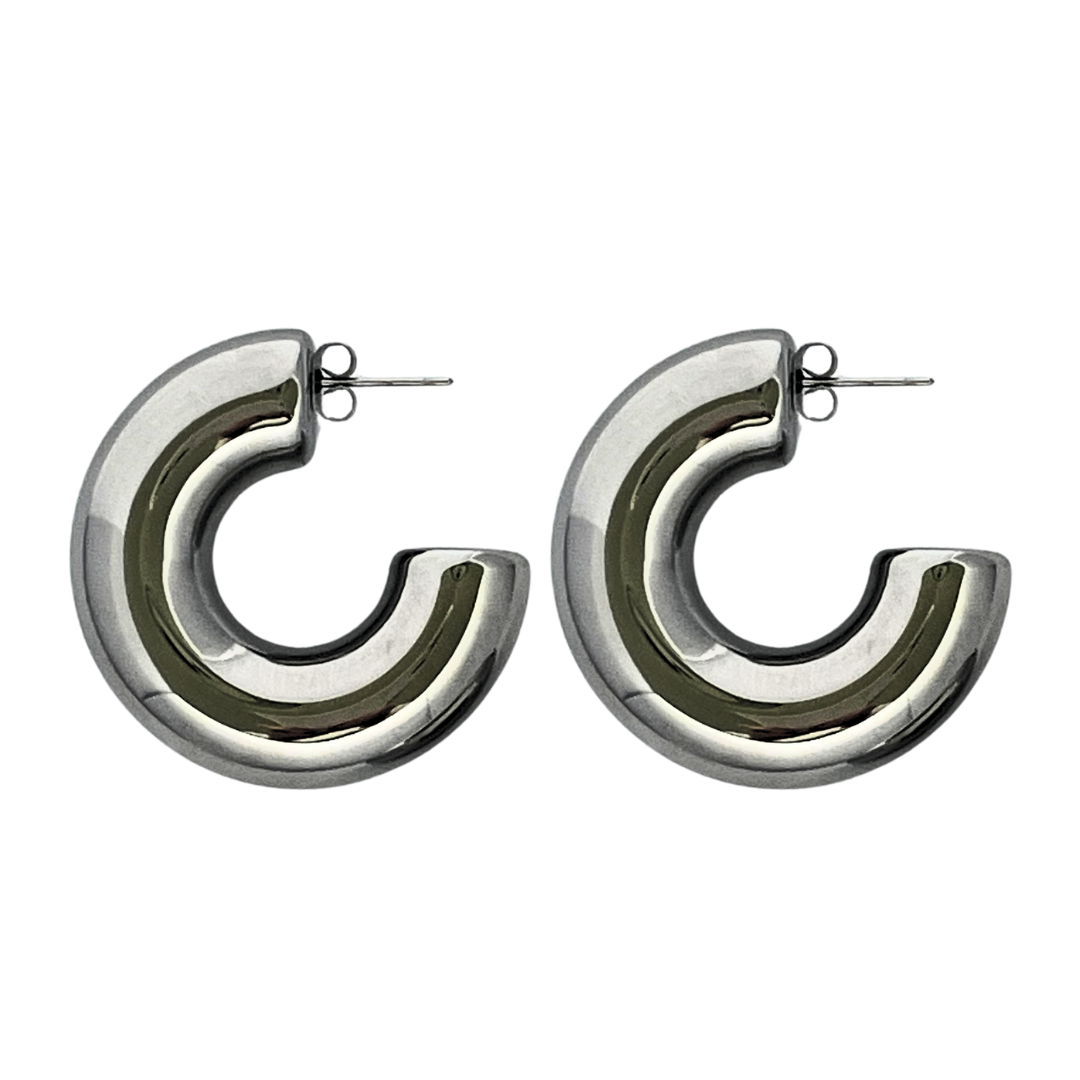 GISELE maxi silver tone hoops