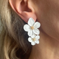 White flower statement earrings