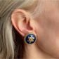 VICTORIA gold tone clip-on earrings with navy enamel detail