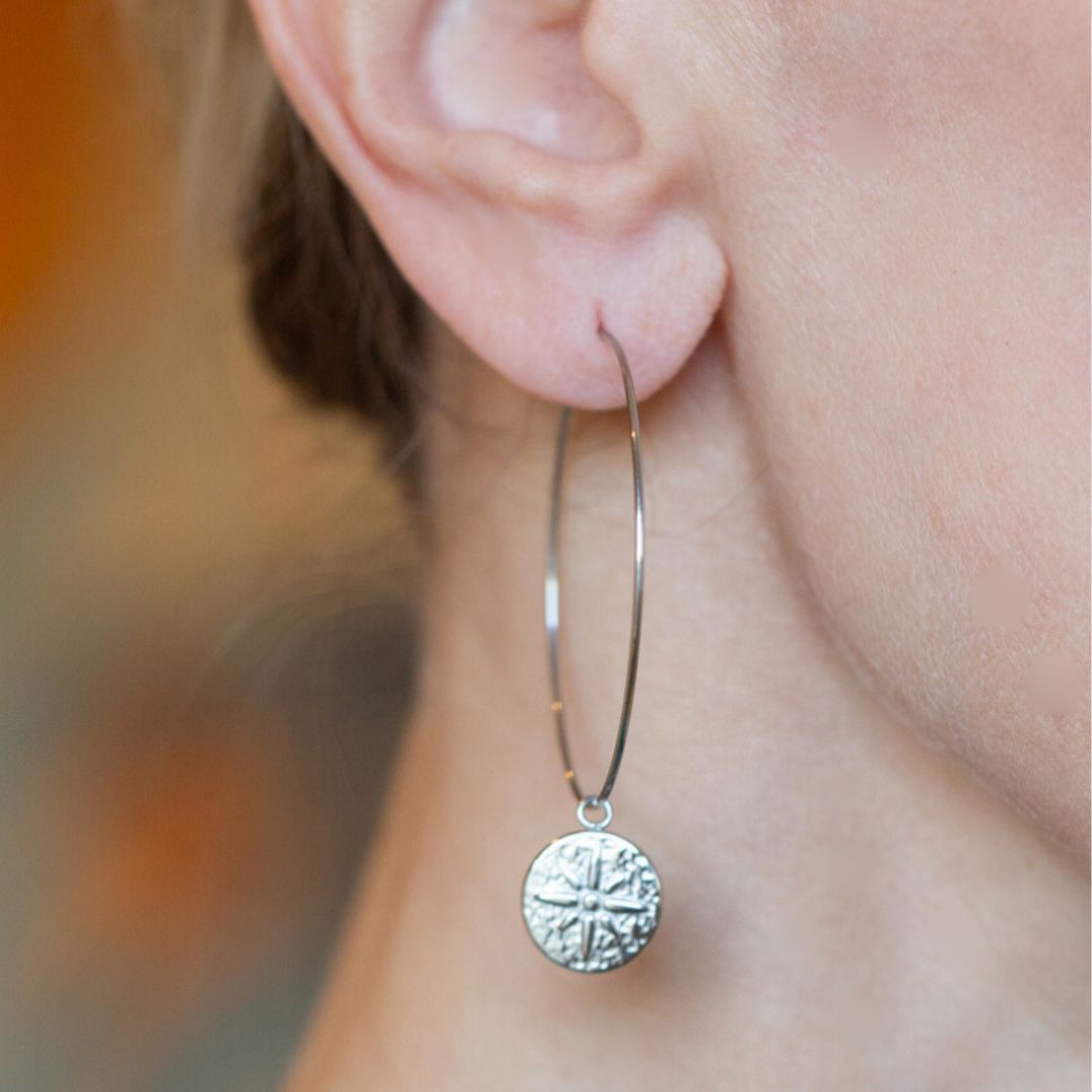 Fine silver pendant hoops