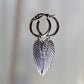 Silver wing pendant hoops