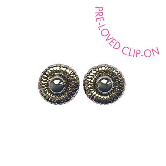 CARMELA vintage pewter and gold clip-ons