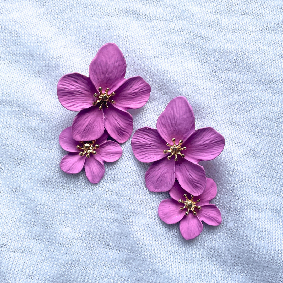 Lilac flower statement earrings