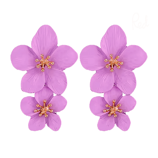 Lilac flower statement earrings