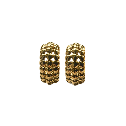 Gold chunky hoops with heart detail