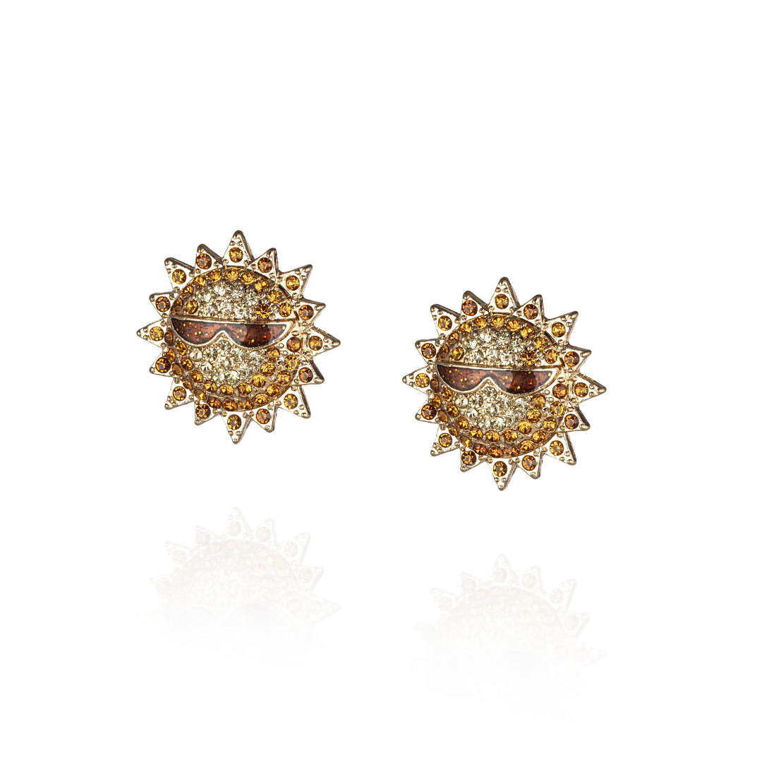 Sun studs with golden sparkle