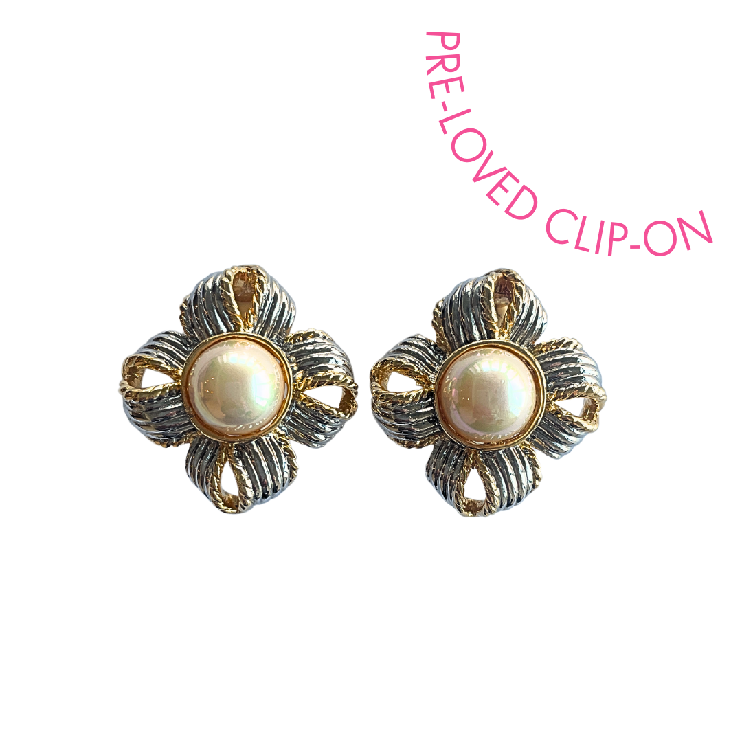 ISABELLA metallic and pearl statement clip-ons