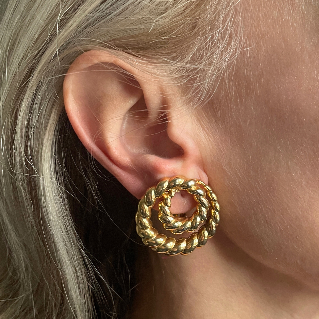 FALLON gold tone swirl clip-on earrings