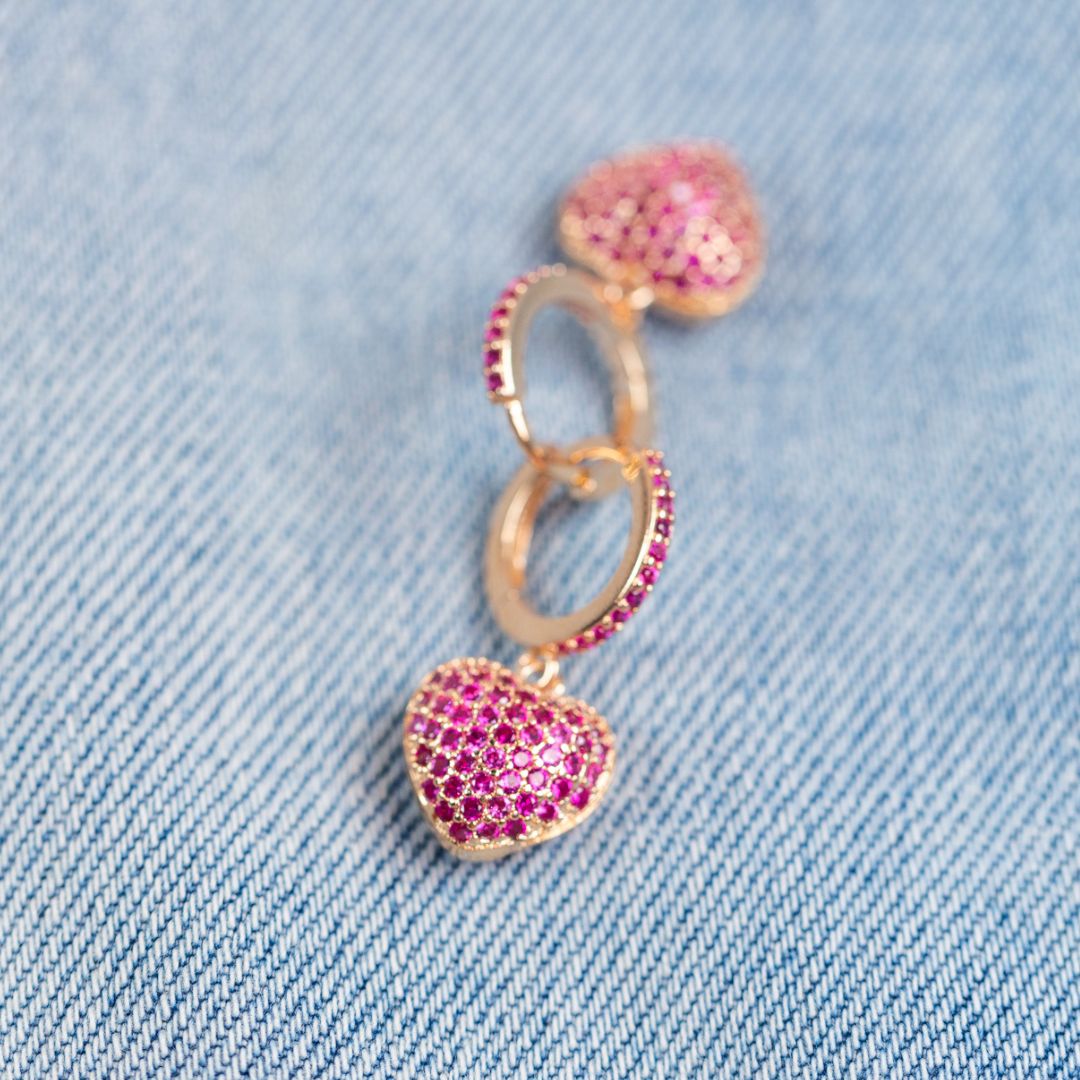 Pink sparkle heart huggies