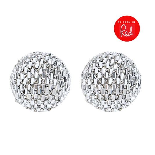 Disco ball statement earrings