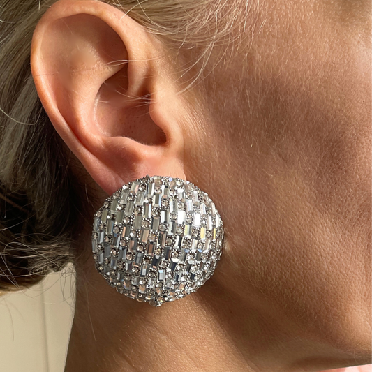 Disco ball statement earrings