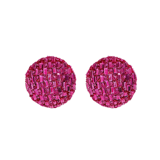 Pink disco ball statement earrings (small)