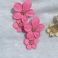 Red flower statement earrings