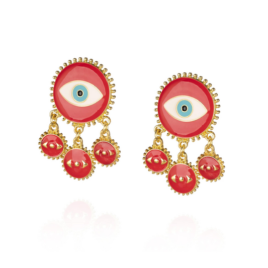 TAYLOR red evil eye drop dangle statement earrings