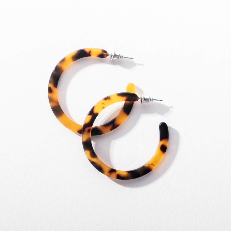 SASHA tortoiseshell acrylic hoop earrings