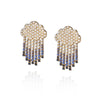 Pair of statement raincloud shaped earrings with pearl and crystal design
