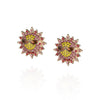 Pair of sun shaped stud earrings with sunglasses and multicolour crystal design 